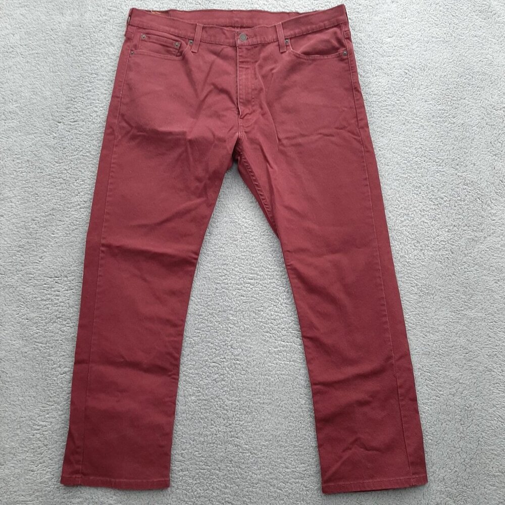 Levis Mens 513 Slim Straight Burgundy Jeans W38 L30 Cotton